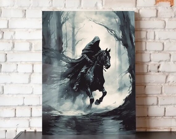 Lord of the Rings Black Rider Nazgul Horse Misty Forest Poster Art