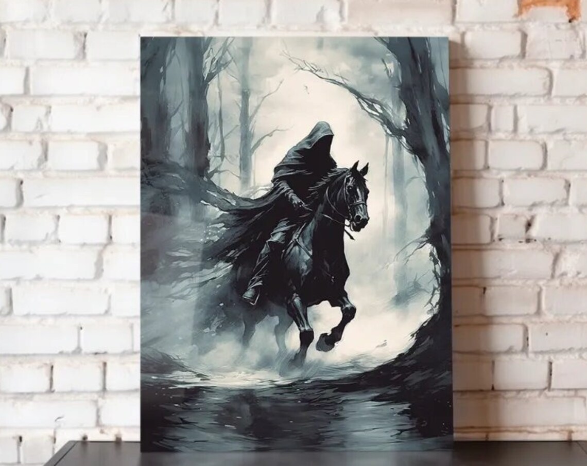 Lord of the Rings Black Rider Nazgul Horse Misty Forest Poster Art