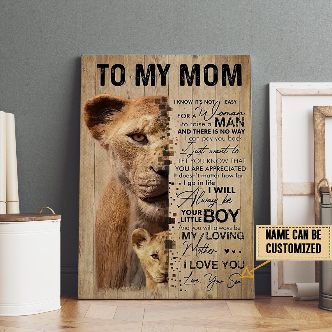 To My Mom Personalized Lioness Cub Always Your Little Boy Poster - Image 3
