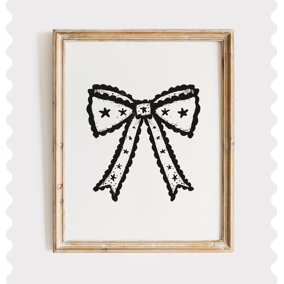 Black Star Bow Coquette Girly Sketch Trendy Fashion Art Poster