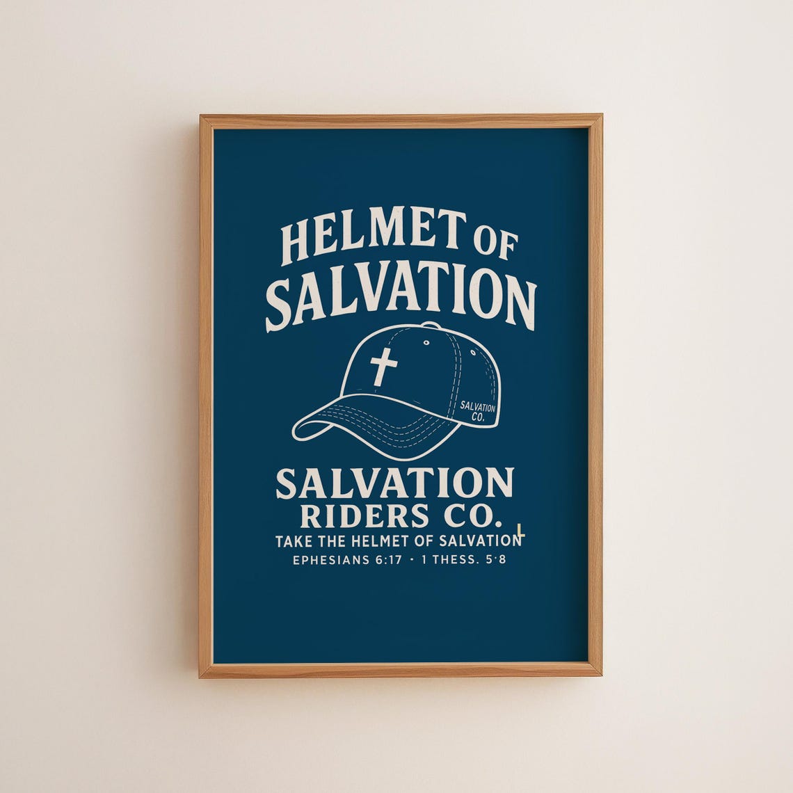 Helmet of Salvation Riders Co Take the Helmet Navy Blue Poster