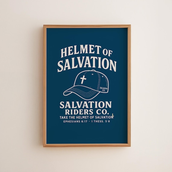 Helmet of Salvation Riders Co Take the Helmet Navy Blue Poster