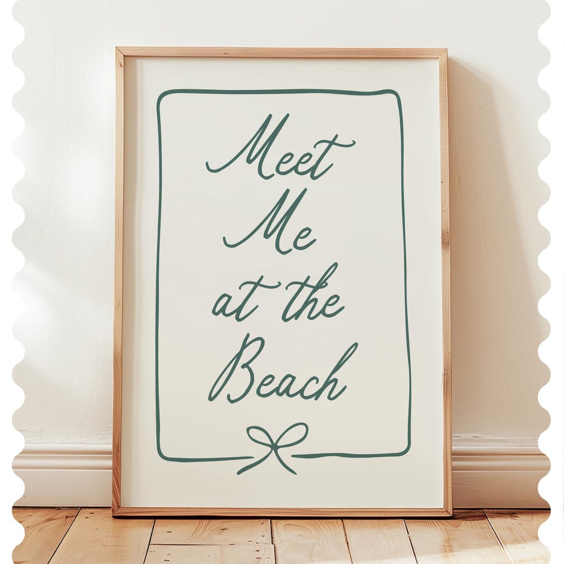 Meet Me at the Beach Script Typography Minimalist Coastal Decor Poster