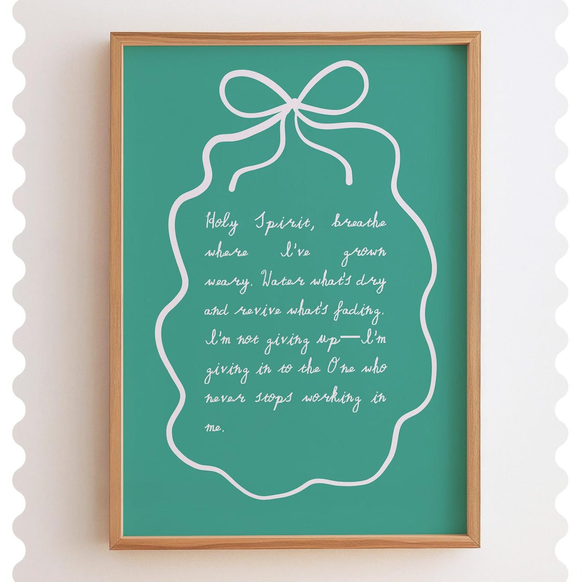 Holy Spirit Prayer Teal Bow Christian Faith Revival Quote Poster