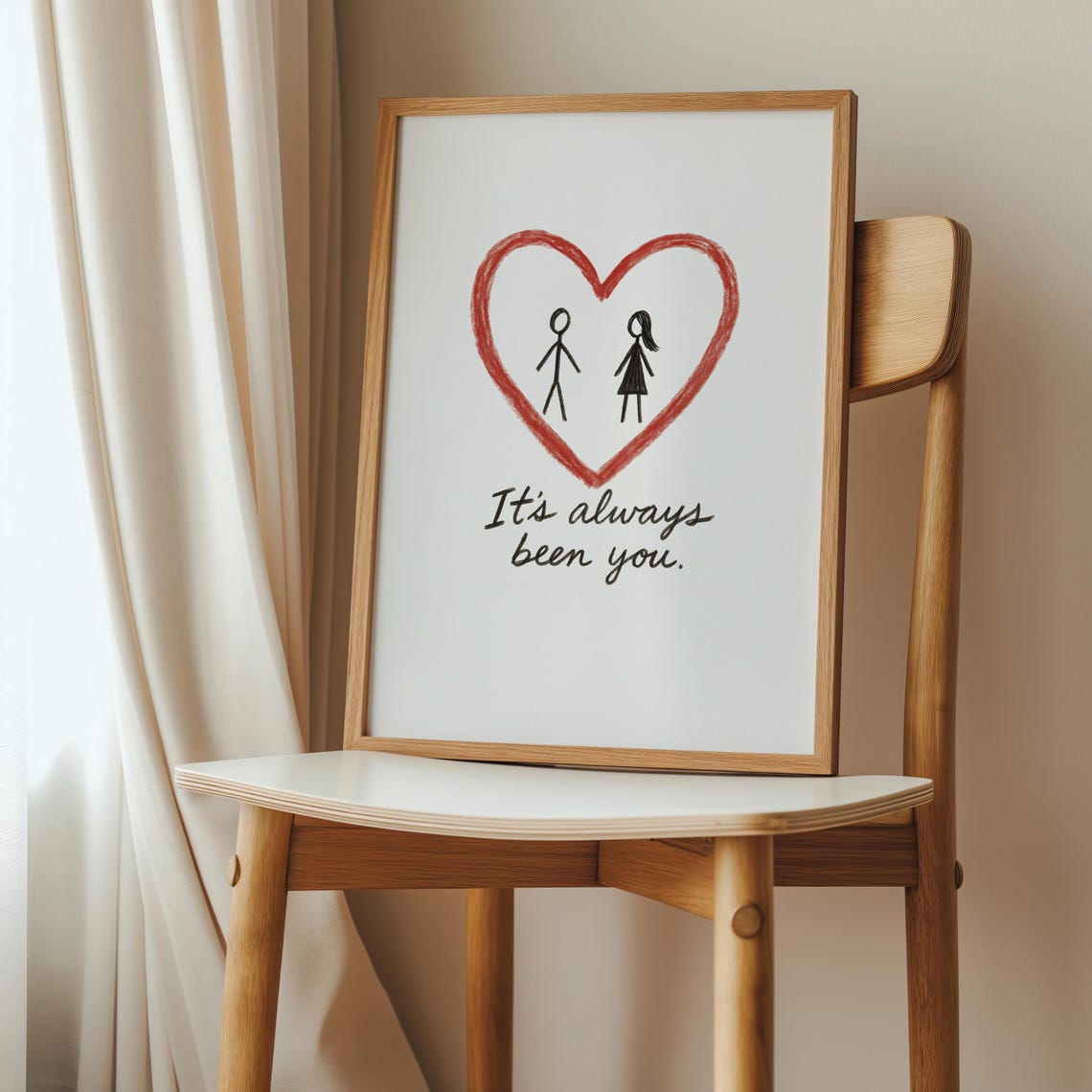 Its Always Been You Heart Line Drawing Romantic Couples Poster