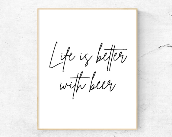 Life Is Better With Beer Script Typography Pub Bar Sign Poster
