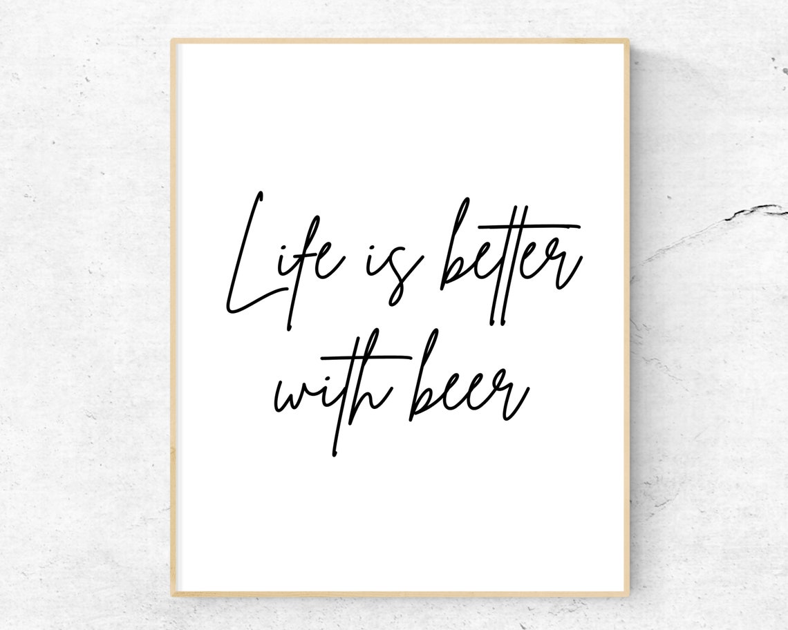 Life Is Better With Beer Script Typography Pub Bar Sign Poster