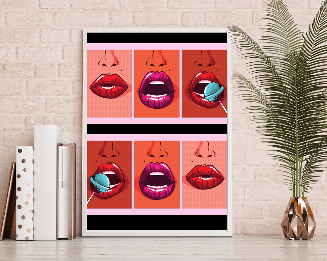 Lips Pop Art Comic Womans Woman Fashion Print Wall Decor