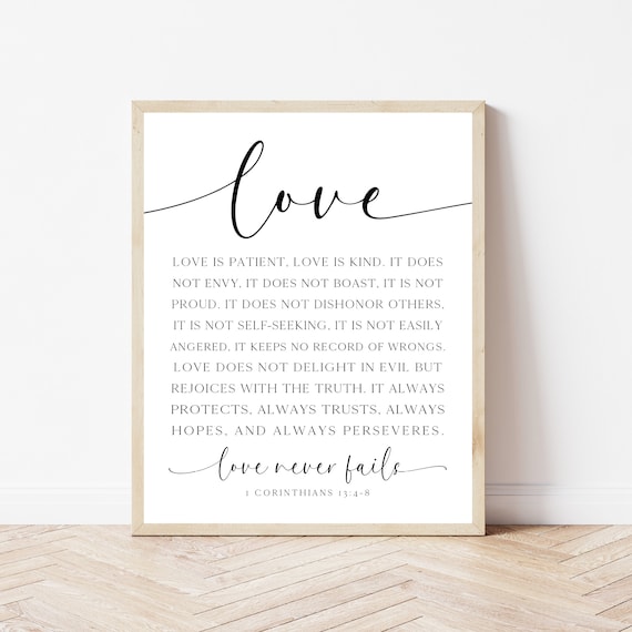 Christian Bedroom Wall Art 1 Corinthians 1348 Scripture Decor First Home Together Gift Couple Bible Verse Over Bed