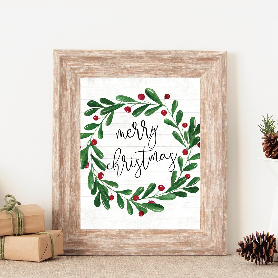 Christmas Merry Sign Farmhouse Holiday Art Print