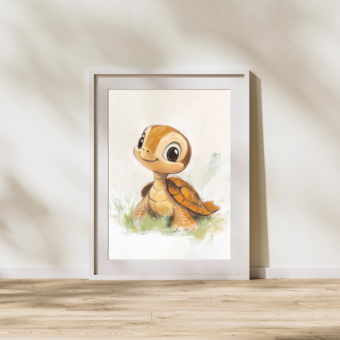 Adorable Smiling Baby Sea Turtle With Big Eyes in Grass Poster - Image 2