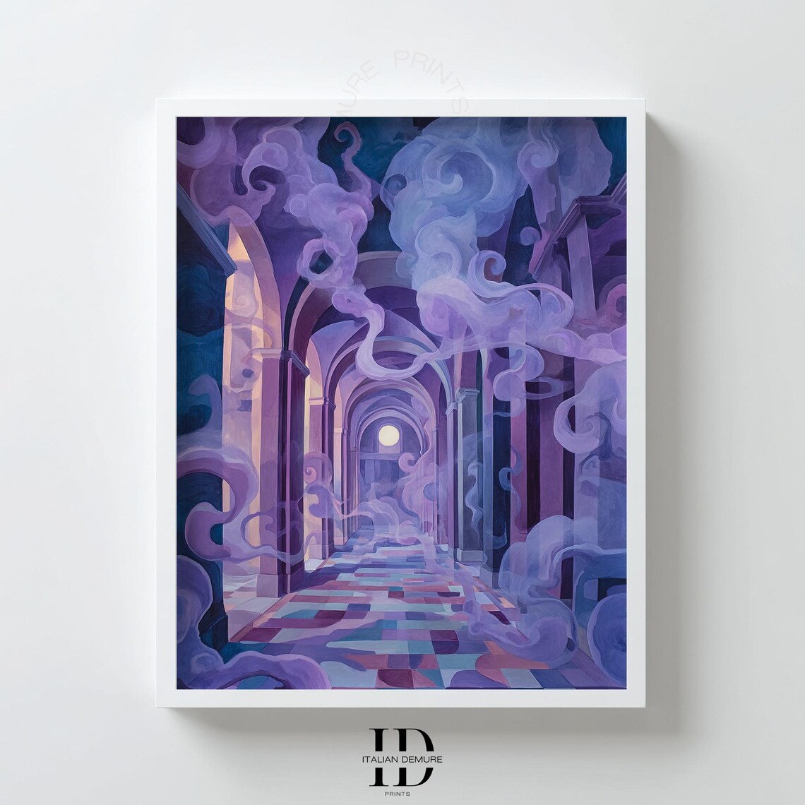 Purple Mist Archway Surreal Moonlit Corridor Dreamy Lavender Poster