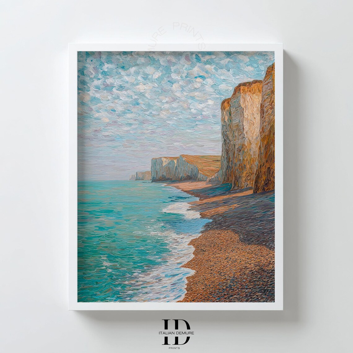 White Cliffs Seascape Impressionist Turquoise Ocean Beach Art Print