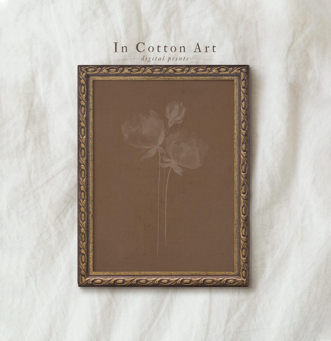 Neutral Abstract Peony Botanical Minimalist Faded Floral Art Print