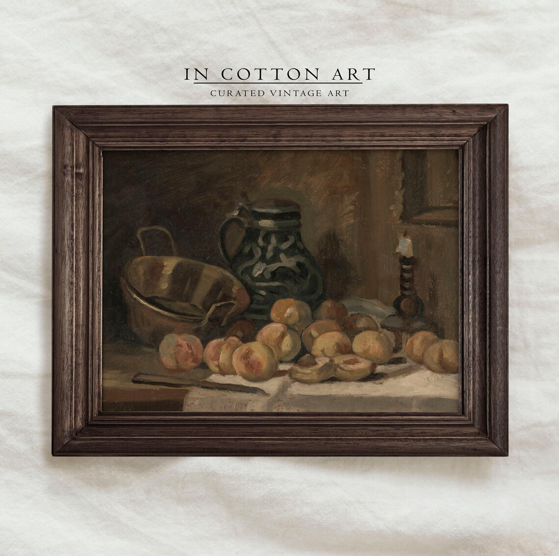 Moody Peach Still Life, Vintage Farmhouse Art Print - Image 3