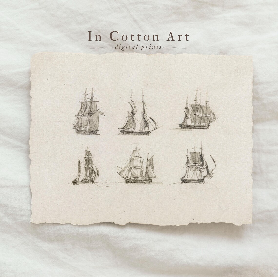 Vintage Ship Sketch Nautical Nursery Art Print - Image 3