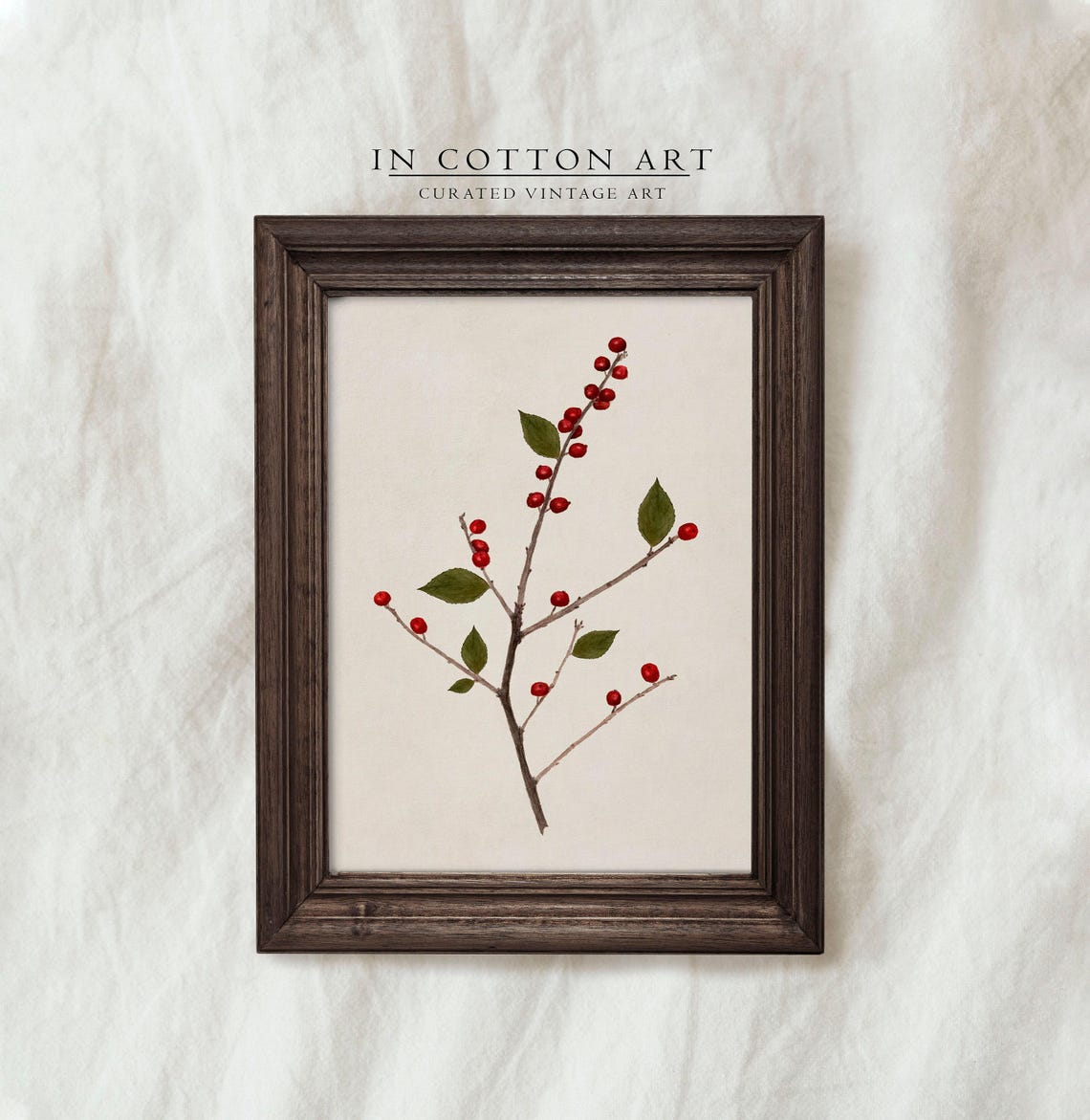 Red Winterberry Branch Watercolor Minimalist Botanical Art Print - Image 3