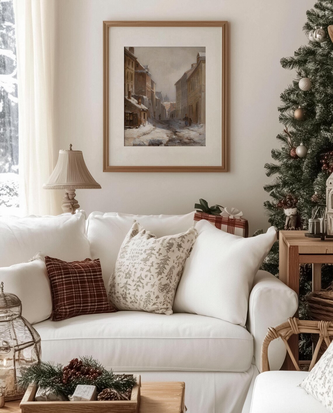 Winter Village Street Scene, Snowy Christmas Poster - Image 4