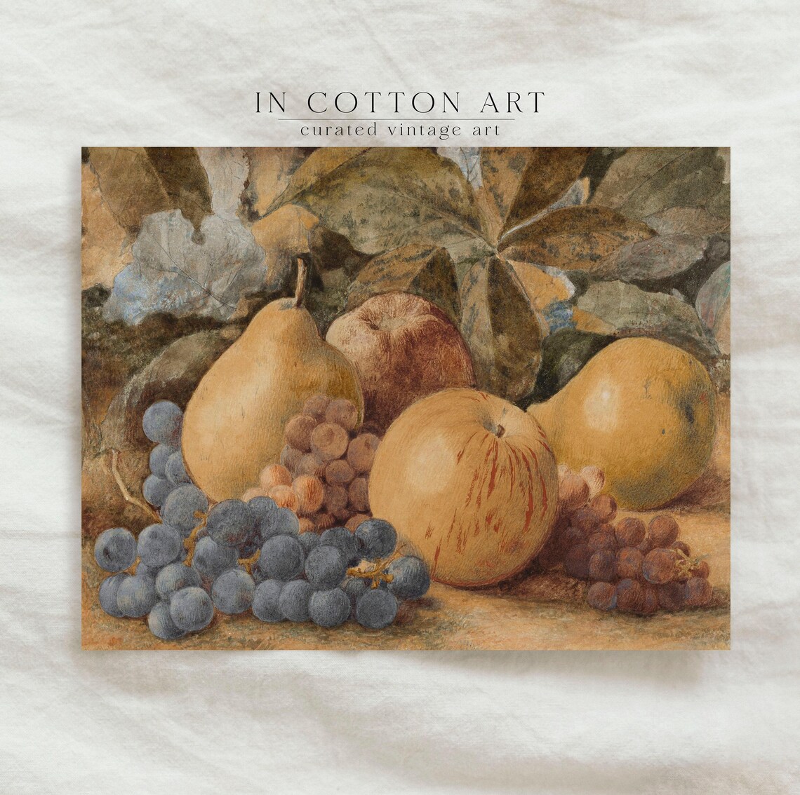 Vintage Fruit Still Life Painting Antique Kitchen Wall Decor Warm Neutral Art Print P164