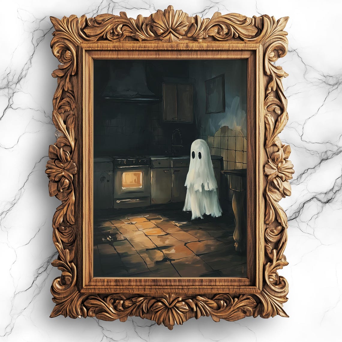 Baking Kitchen Oil Painting Halloween Decor Adorable Art Print Wall Home Bbg9