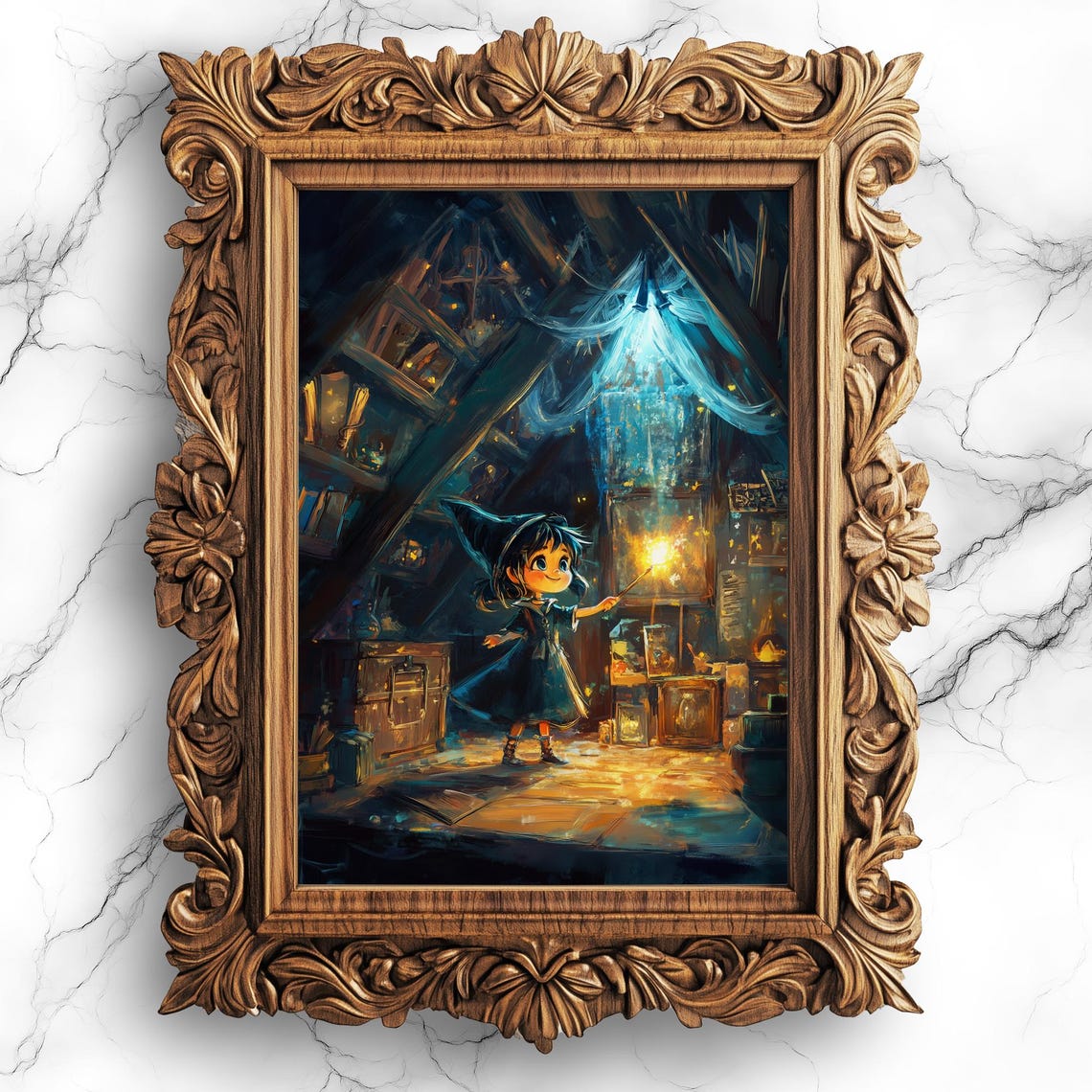 Mystical Witch Practicing Spells Poster Spooky Halloween Wall Art Gothic Witchcraft Decor Witchy Home Wit20