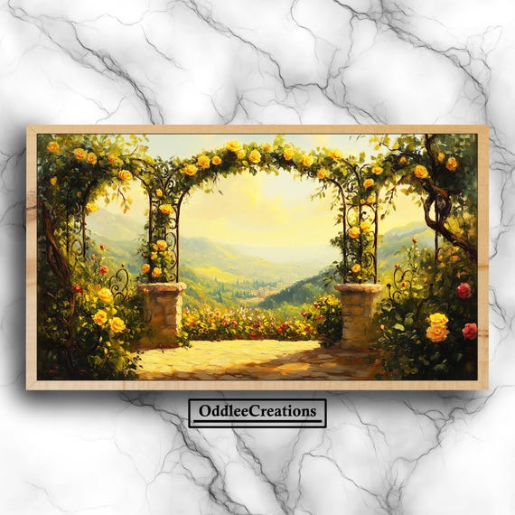 Serene Valley Rose Garden Frame Tv Art Moody Whimsigoth Dramatic Oil Painting For Tvs And Decor Tlv32