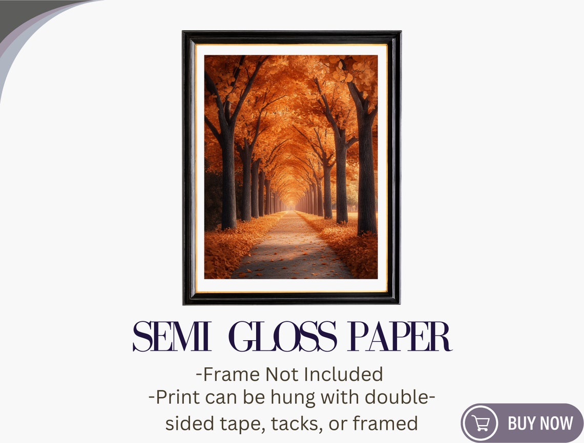 Golden Autumn Tree Avenue Falling Leaves Path Fall Foliage Wall Poster - Image 6