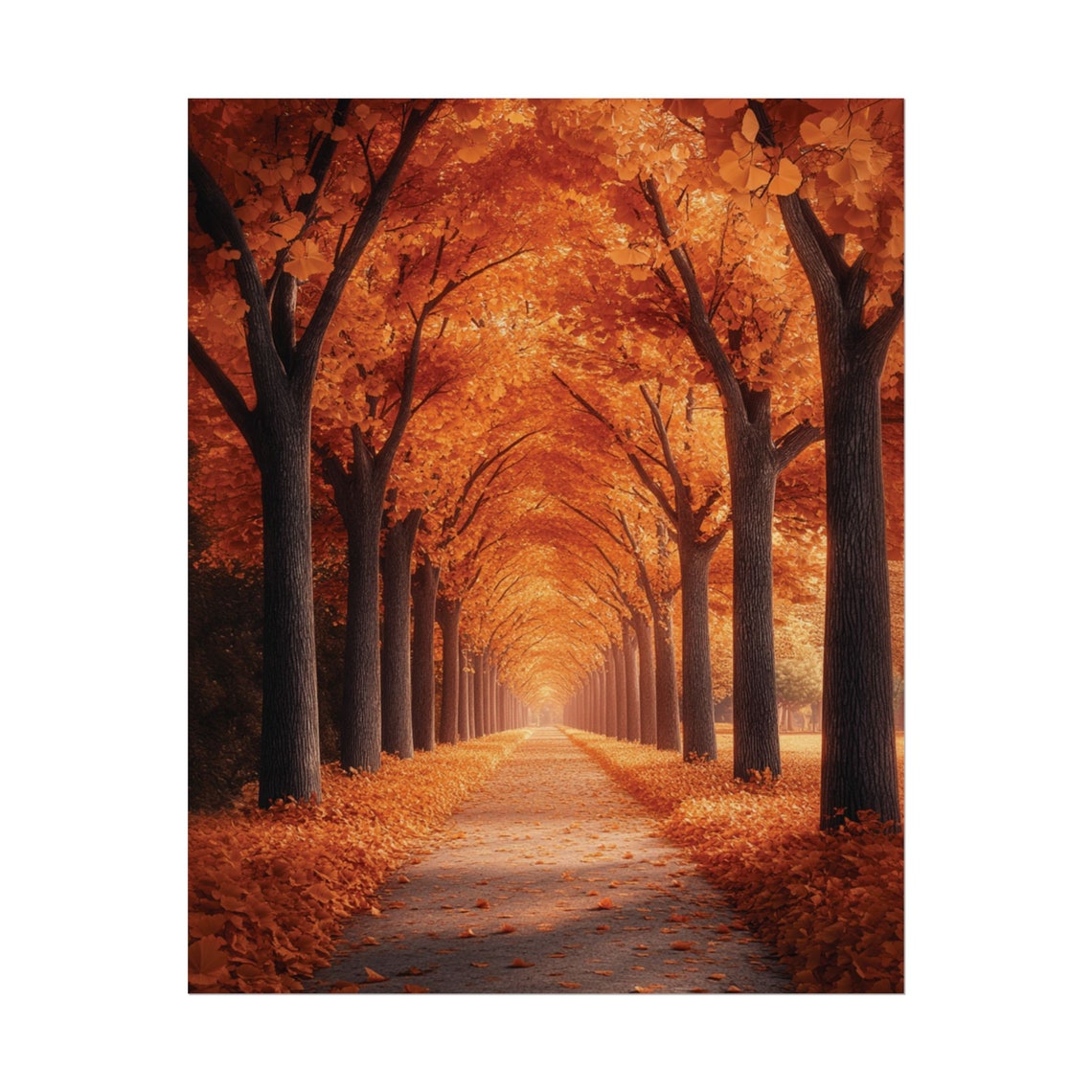 Golden Autumn Tree Avenue Falling Leaves Path Fall Foliage Wall Poster - Image 2