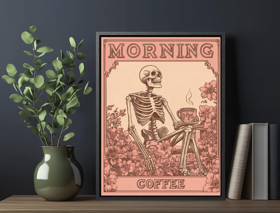 Coffee Bar Cart Print Cute Wall Art Decor Watercolor Sign Aesthetic Cafe Quotes Unique Kitchen Artwork Menu - Image 5