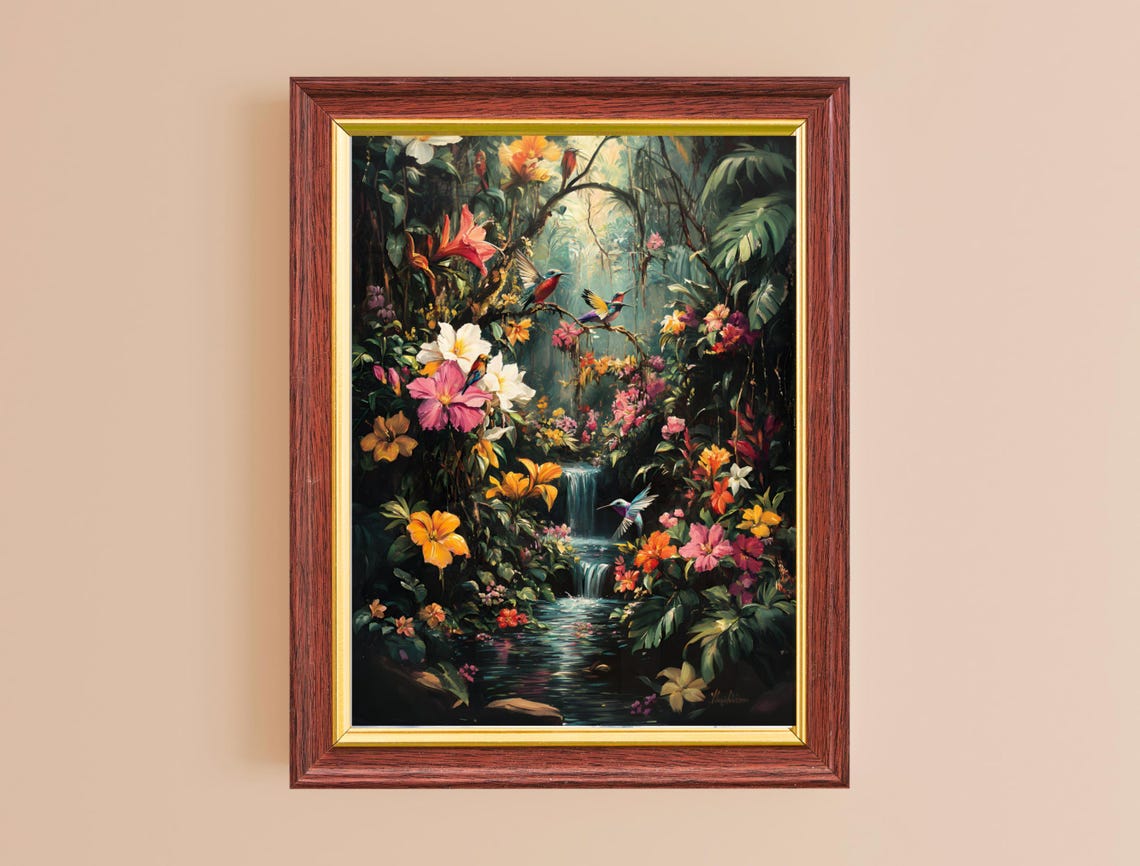 Tropical Floral Wall Art Botanical Print Boho Poster Nature And Butterfly Decor Large Wall Art - Image 2