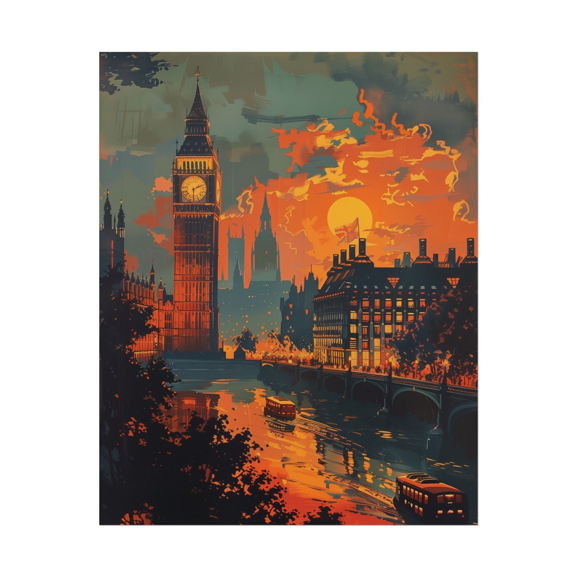London Print Uk Wall Art Travel Poster Cityscape Decor Big Ben Gift For Traveler Bedroom Living Room Art - Image 2