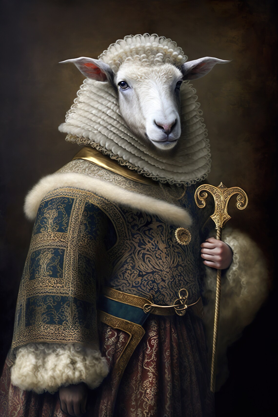 Aristocratic Sheep Renaissance Portrait Art Print