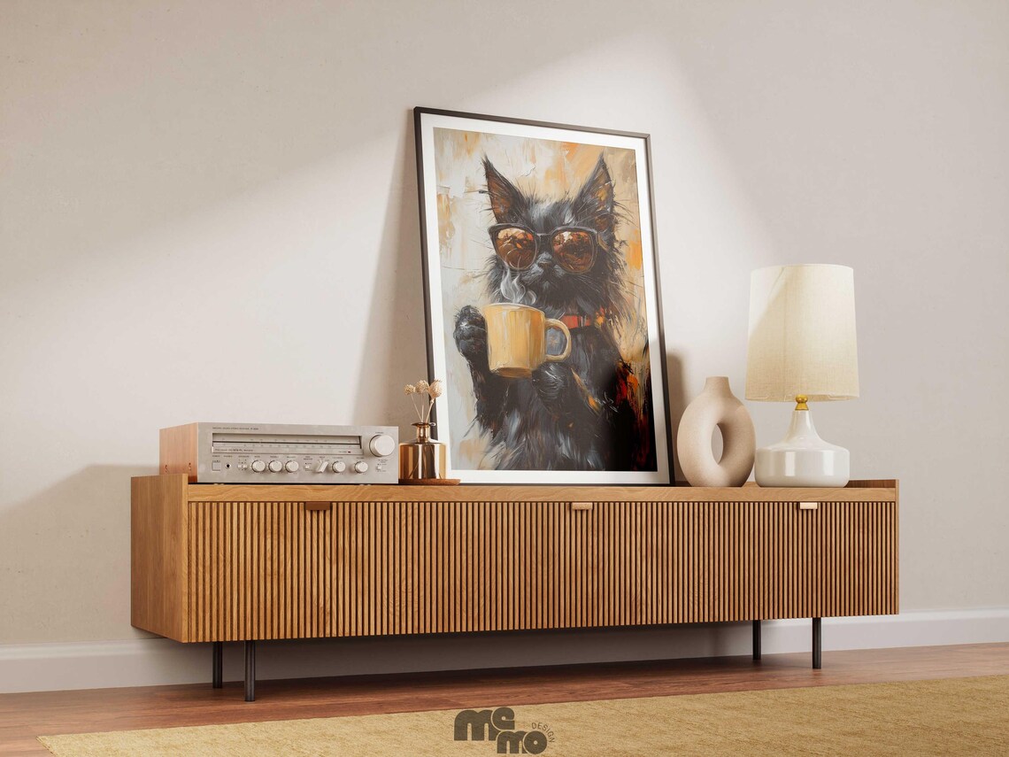 Black Maine Coon Coffee Cat, Funny Sunglasses Gift - Image 5