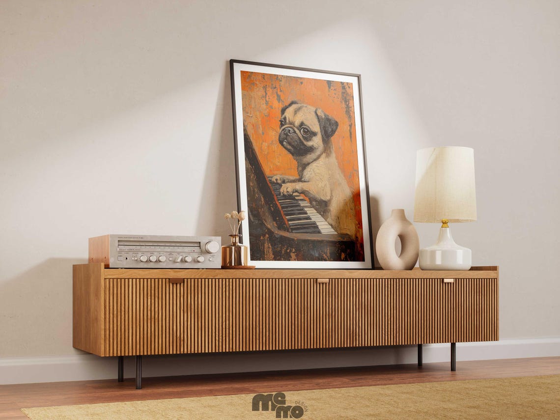 Pug Playing Piano, Funny Musician Dog Portrait - Image 5