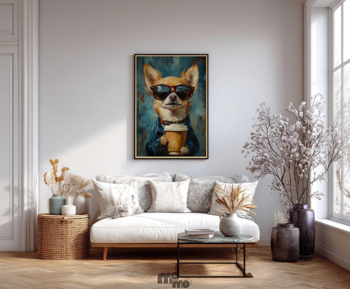Chihuahua Coffee Art Print, Funny Dog Gift - Image 2