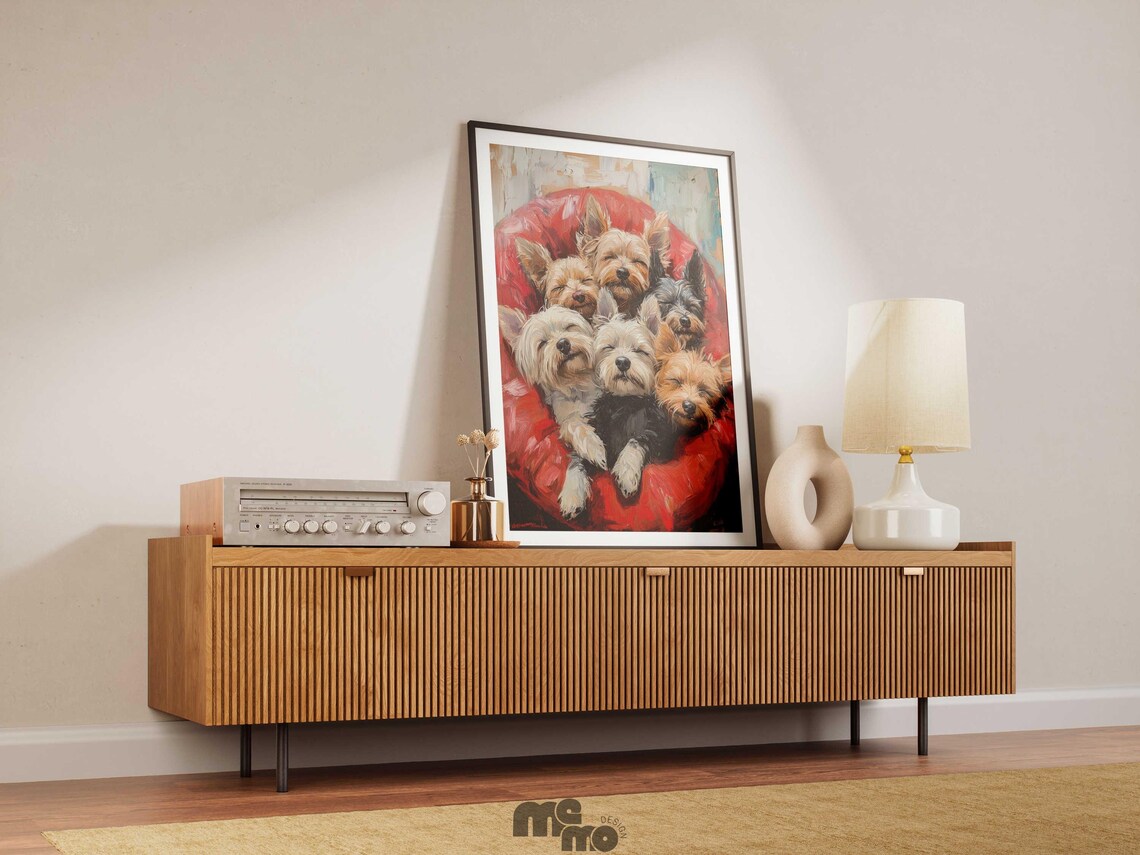 Yorkshire Terrier, Cute Yorkie Puppy Oil Painting - Image 6