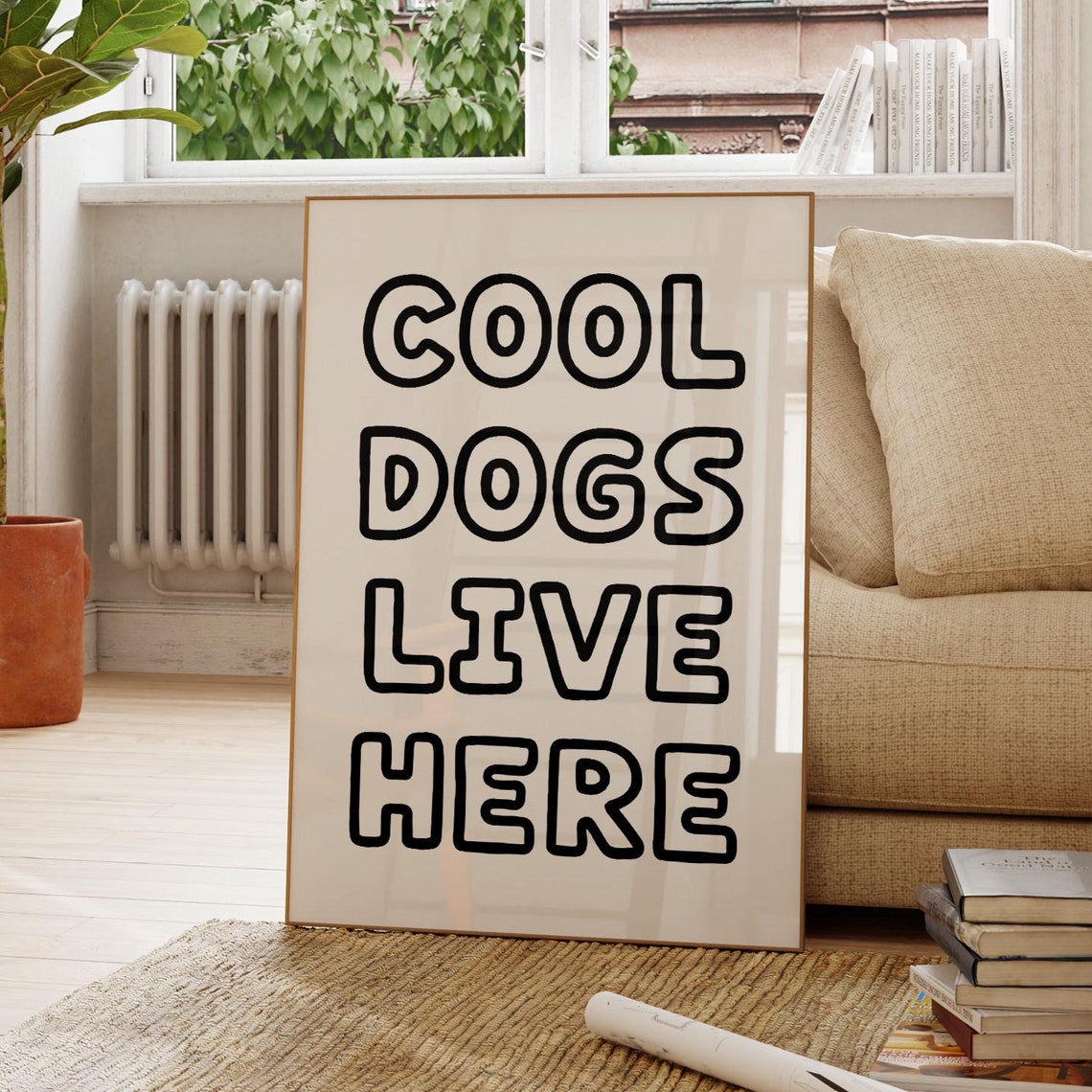 Cool Dogs Live Here Bubble Outline Typography Dog Lover Poster - Image 3