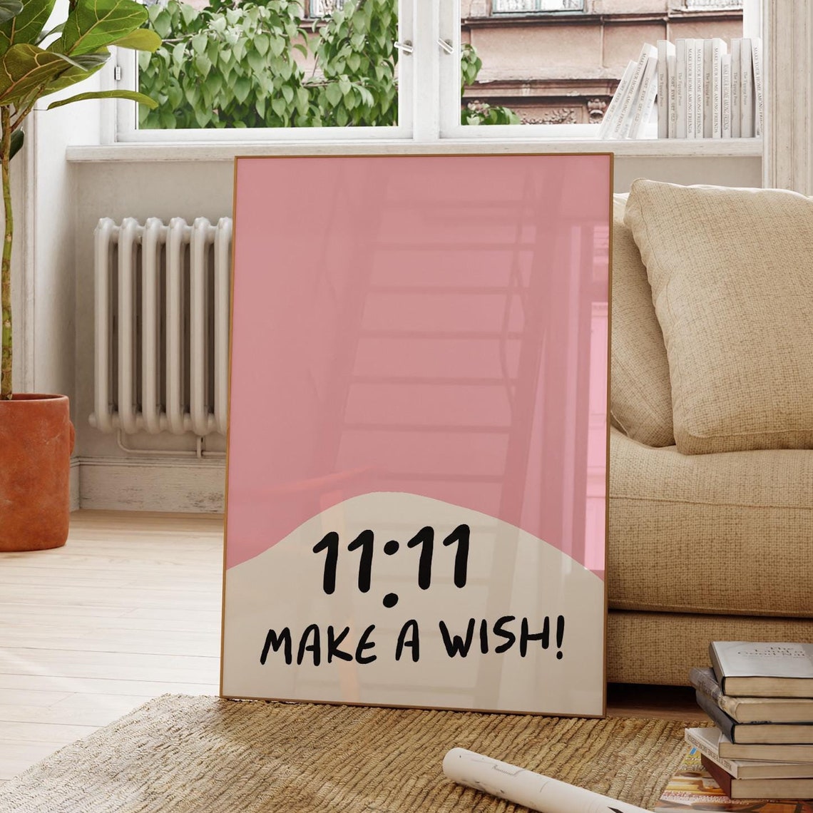 11:11 Make A Wish Pink Hand Lettered Lucky Charm Bedroom Poster - Image 3