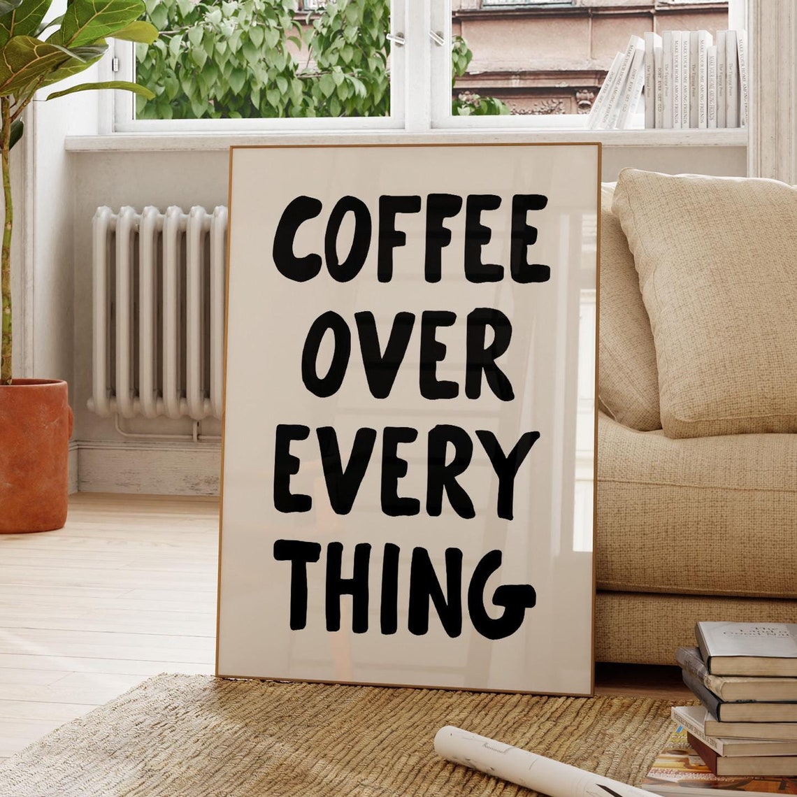 Coffee Wall Art Quote Print Funny Cute Poster Fun Kitchen Lover Gift