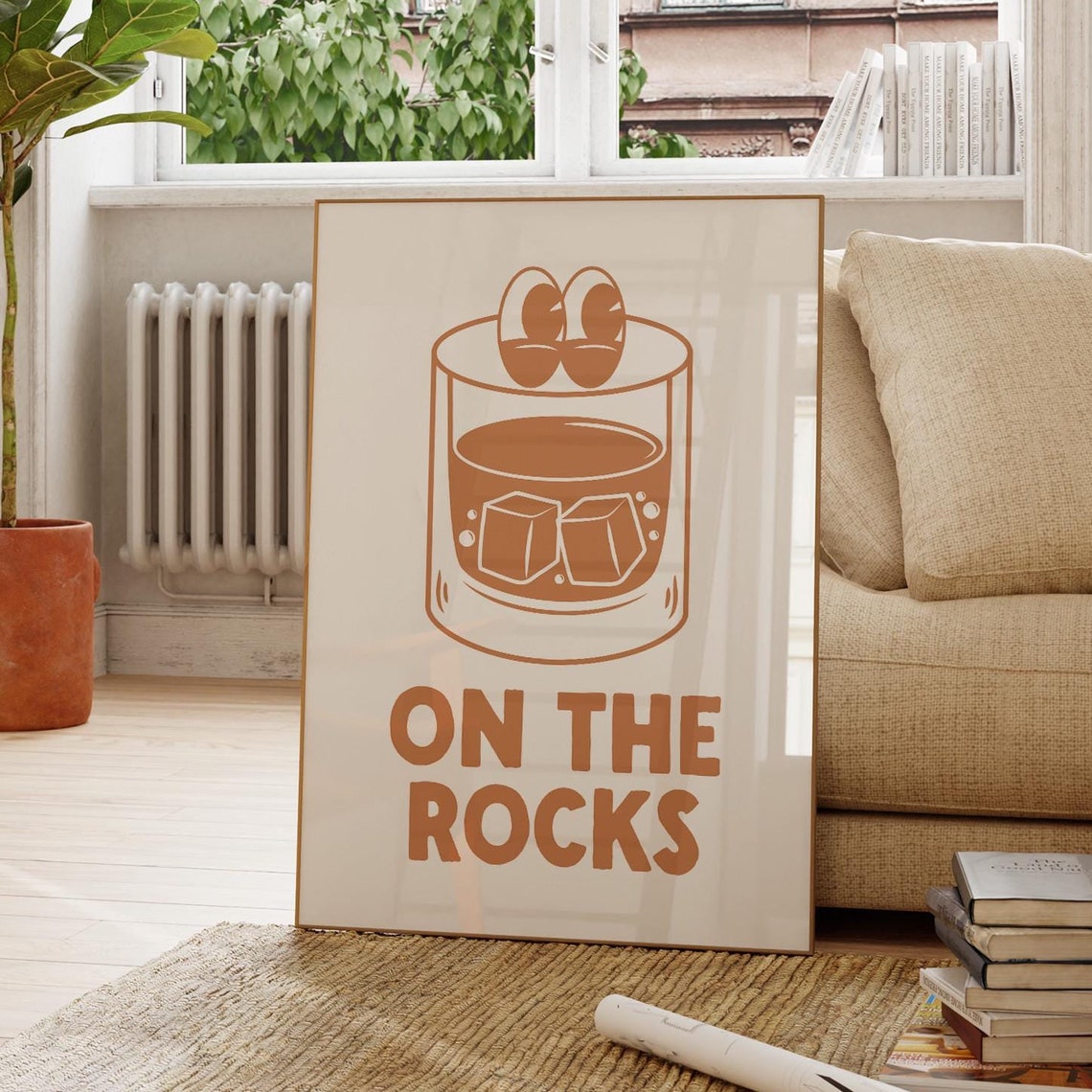 On The Rocks Whiskey Glass Retro Cocktail Bar Decor Home Poster - Image 3