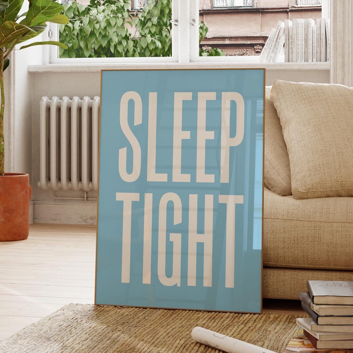 Sleep Tight Blue Quote Bedroom Cozy Restful Wall Decor Poster - Image 3