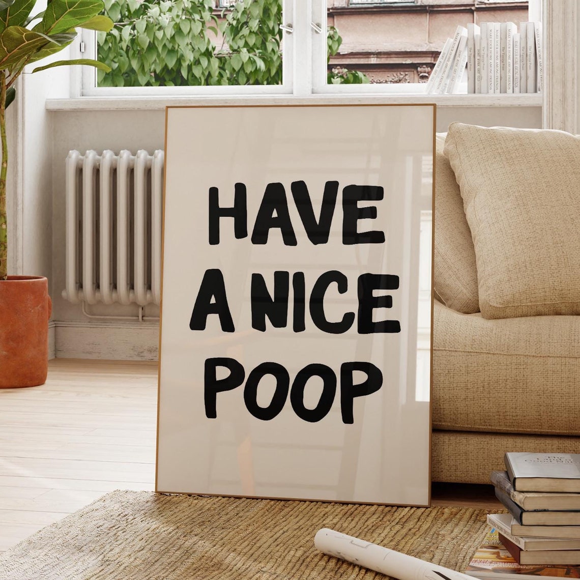 Have A Nice Poop Funny Black and White Bathroom Quote Wall Poster - Image 3