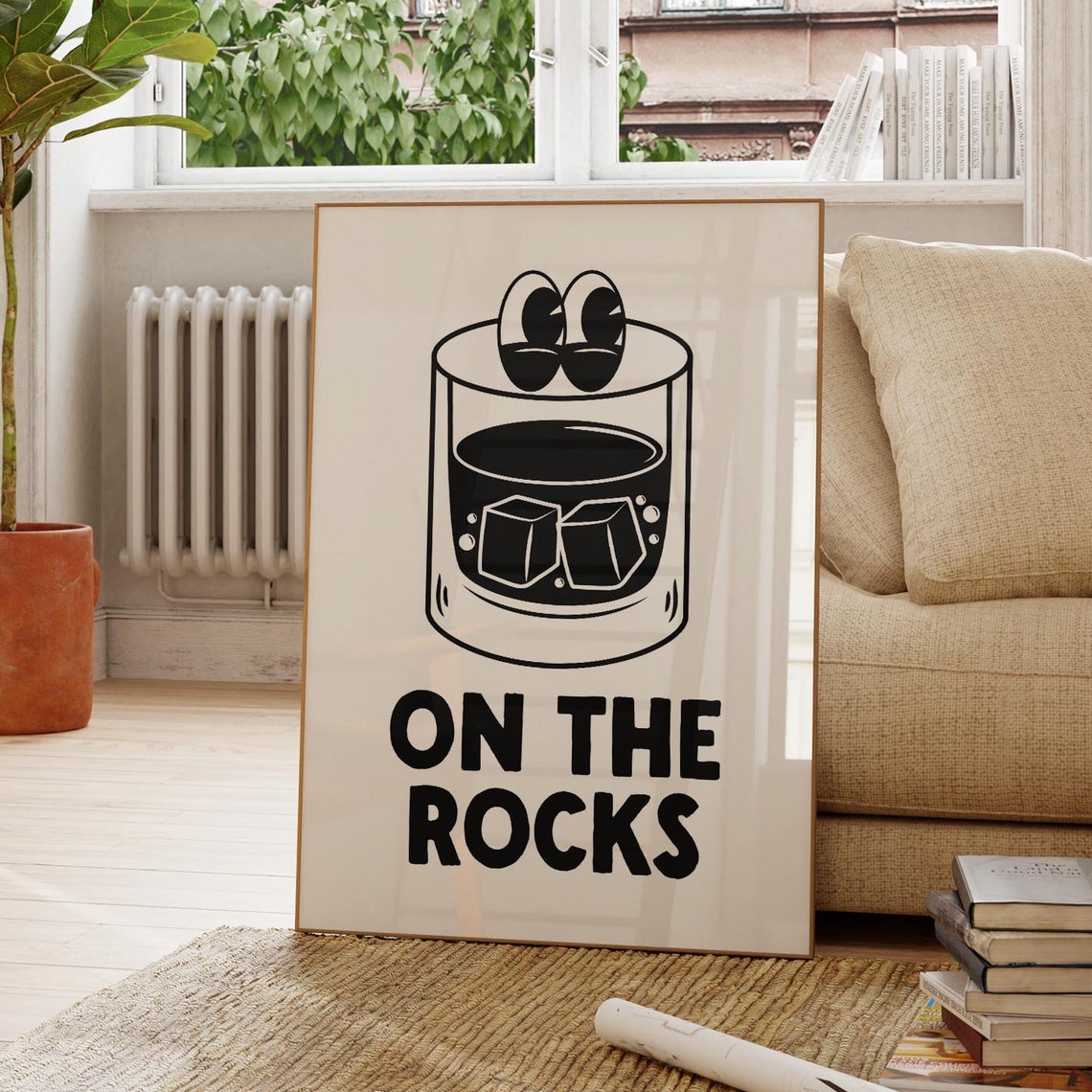 On The Rocks Funny Whiskey Glass Bar Cart Cocktail Party Poster - Image 3