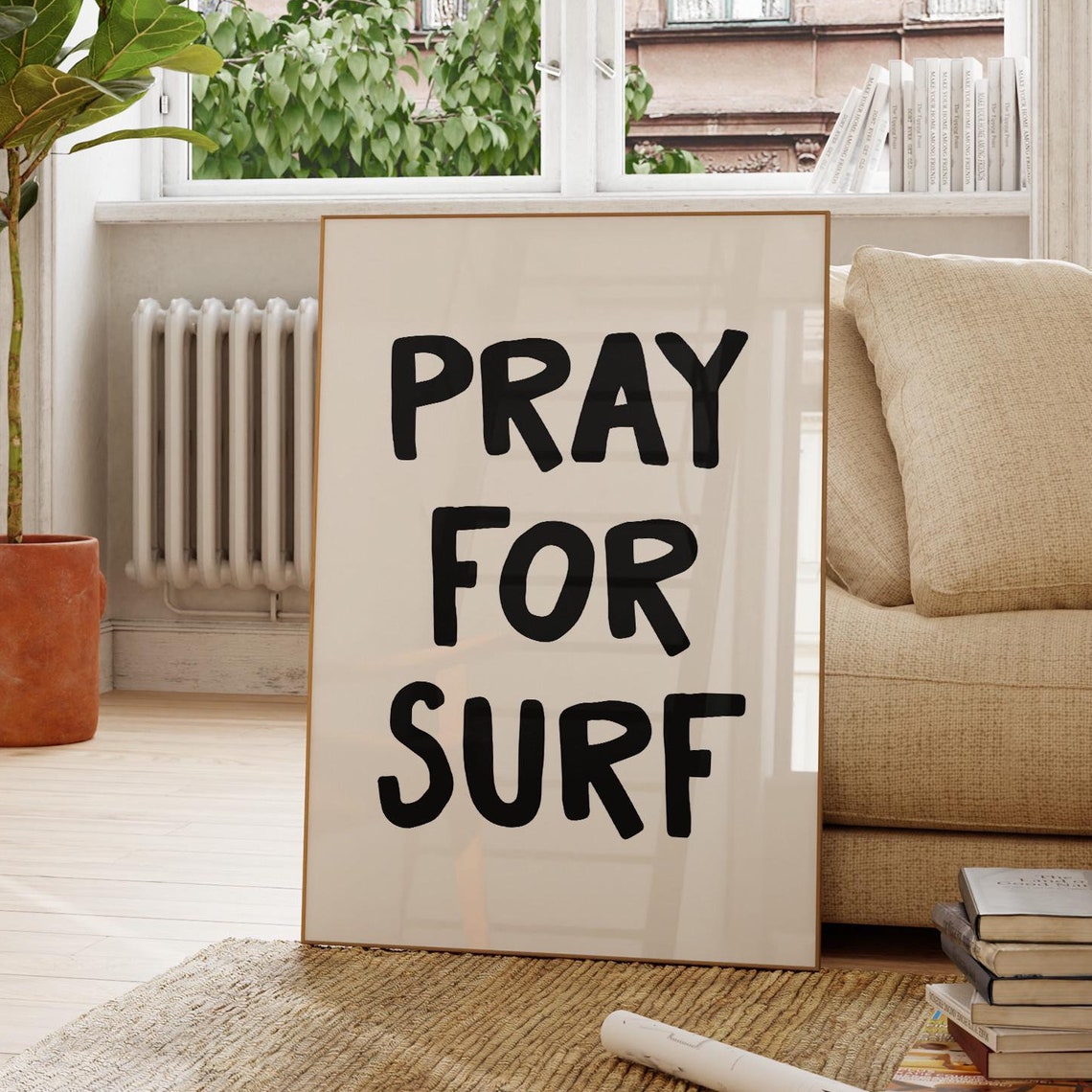 Pray For Surf Black Bold Retro Typographic Surf Lover Poster - Image 3