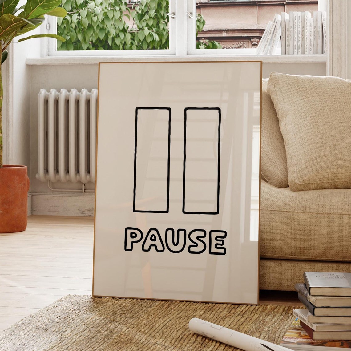 Pause Symbol Minimalist Mindfulness Black Typography Office Poster - Image 3