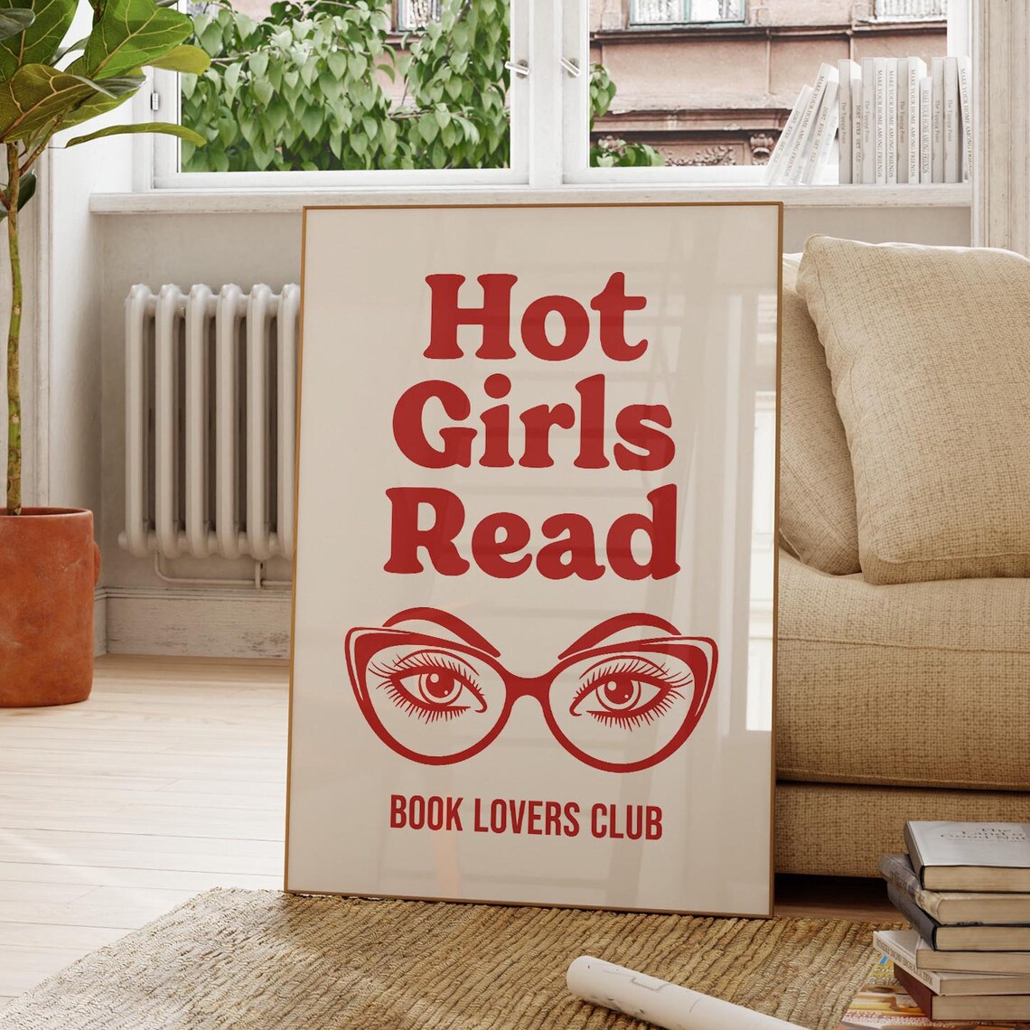 Hot Girls Read Retro Red Glasses Book Lovers Club Bookish Quote Poster