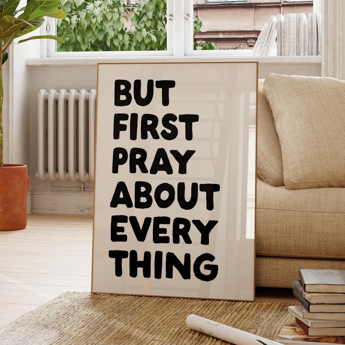 But First Pray About Everything Black Christian Faith Quote Poster - Image 3