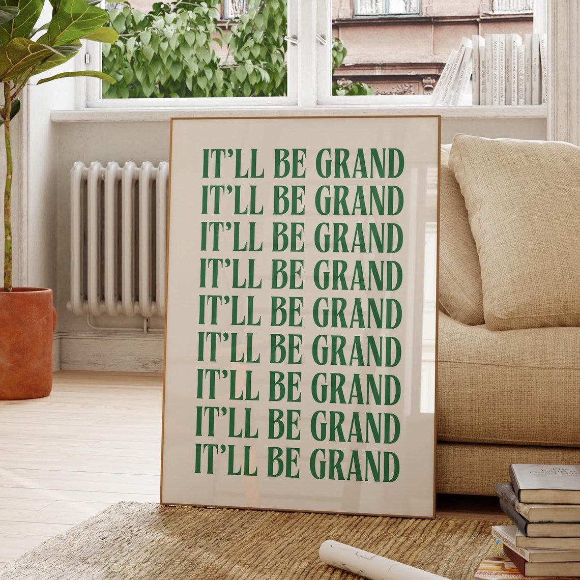 Itll Be Grand Green Irish Saying Fun Positive Quote Gift Poster - Image 3