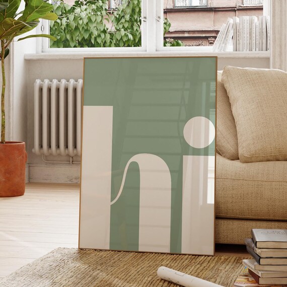 Sage Green Hi Print Welcome Wall Art Cute Hello Print Entryway Wall Art Home Office Wall Decor Minimalist Green Print