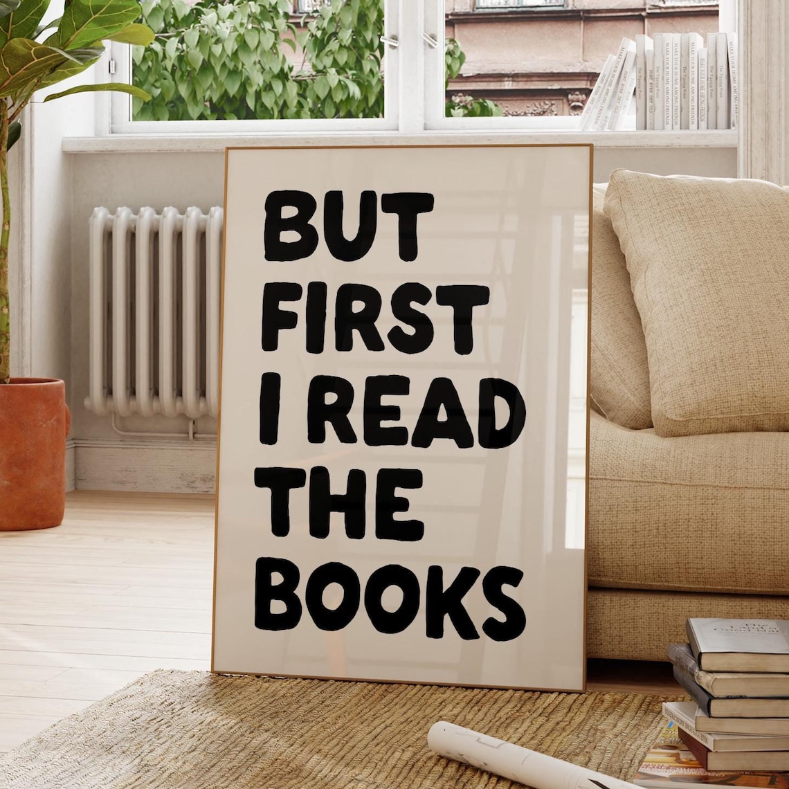 But First I Read The Books Black Bold Typography Bookish Reader Quote Poster - Image 3